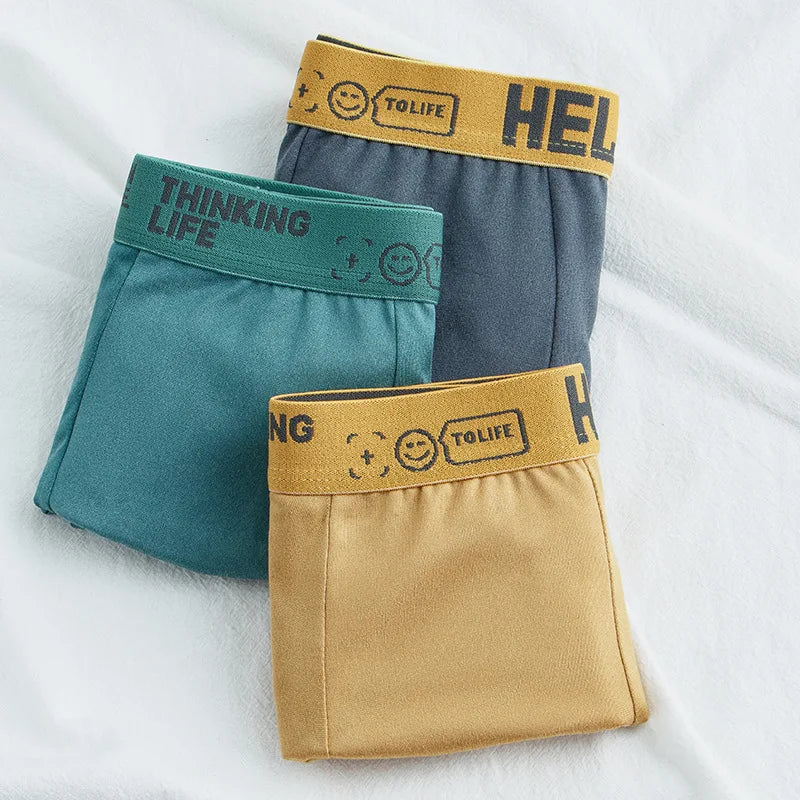 Men's Underwear Men's Wholesale Plus-Size Mid-Waist HELLO Letter Breathable Comfortable Cotton Teen Boxers