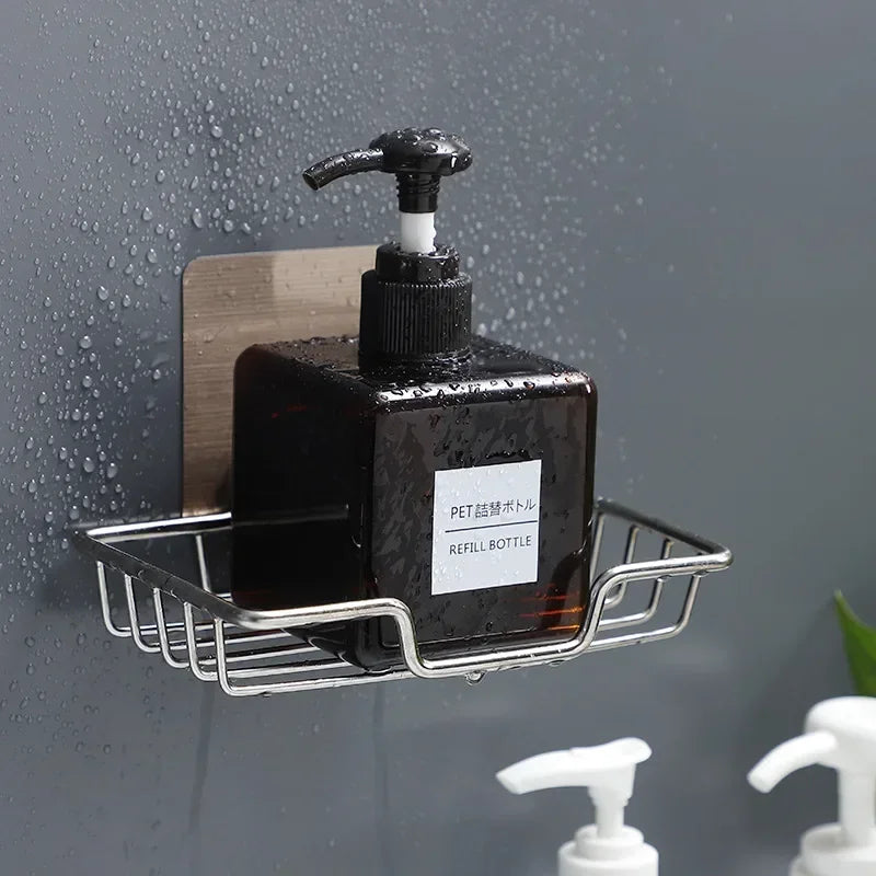 High Quality Soap Rack Wall Mounted Soap Holder Stainless Steel Soap Sponge Dish Bathroom Accessories Soap Dishes Self Adhesive