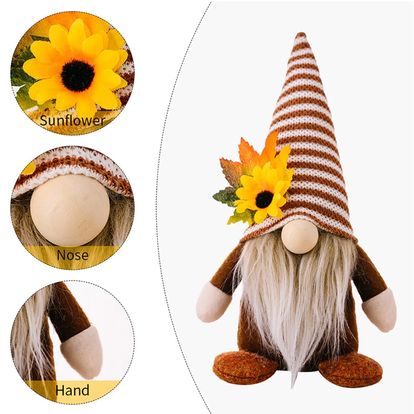 Fall Gnome Sunflower Maple Doll Harvest Autumn Elf Dwarf Plush Faceless Dolls Ornaments for Home Halloween Thanksgiving Decor