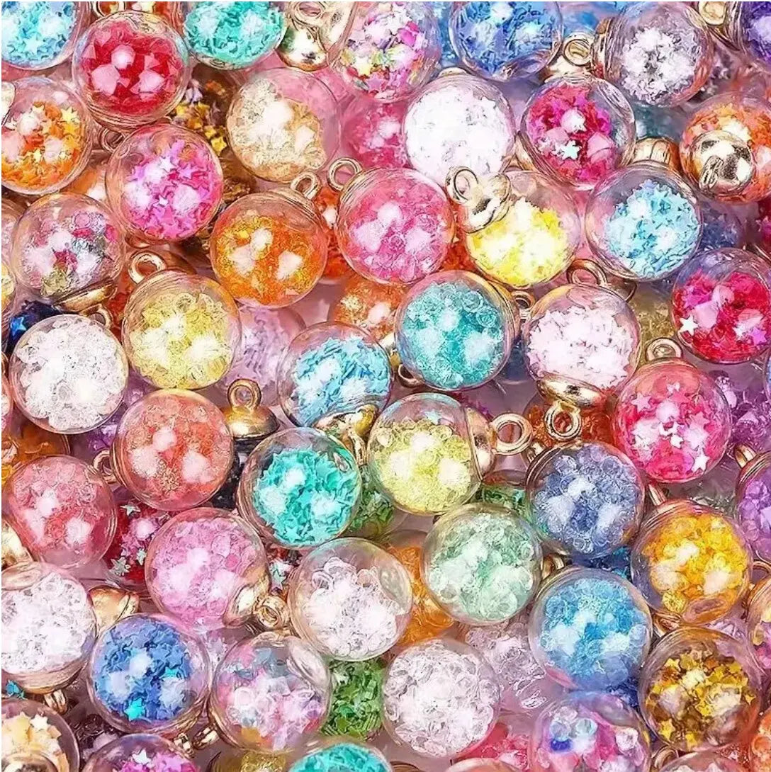 10PCS Glass Bottles Bubble Tea Cup Styles Mix Ball Earring Charms DIY Findings Keychain Bracelets Pendant For Jewelry Making