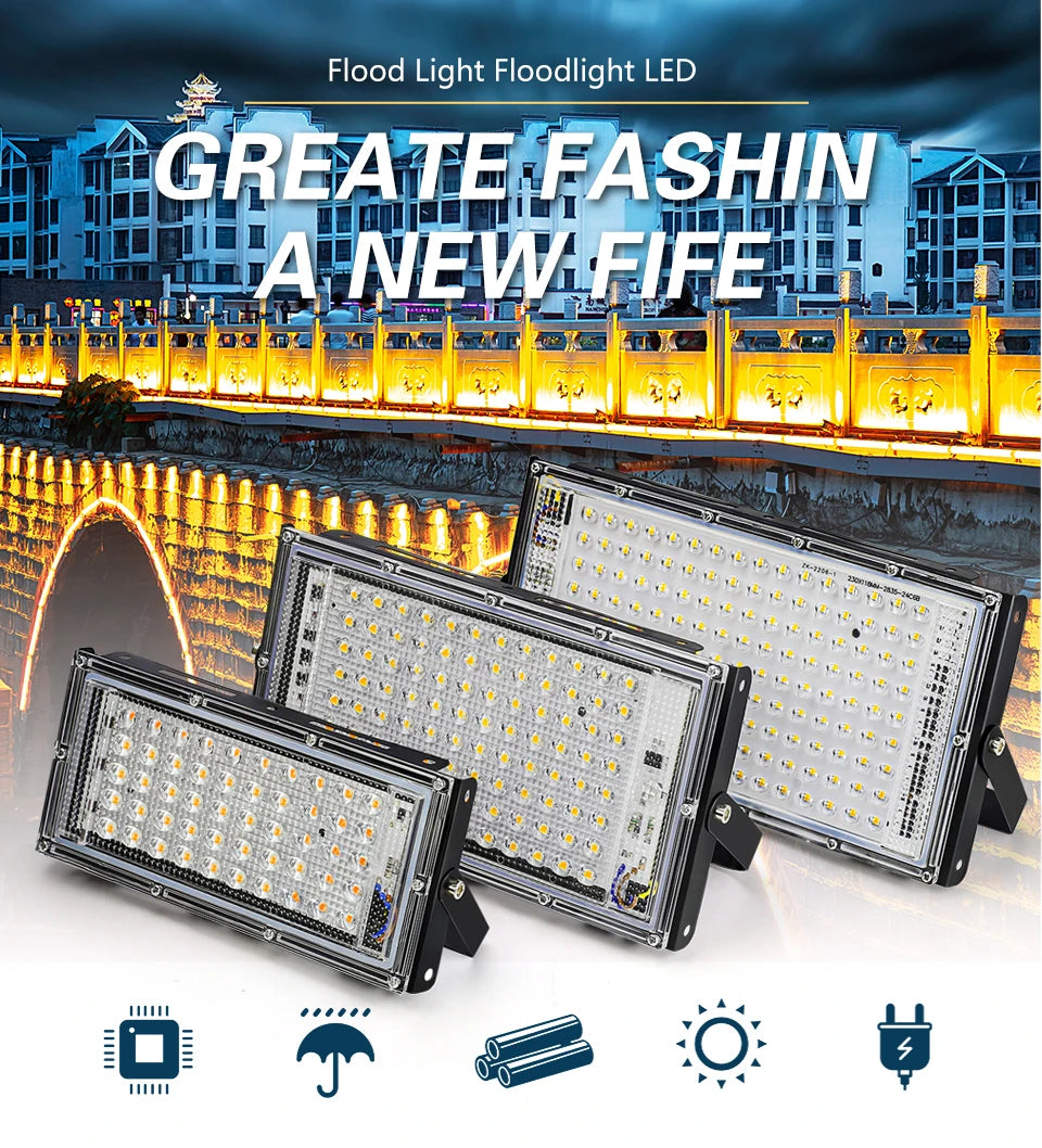 50W 100W 150W Led Flood Light IP65 Waterproof AC 220V Outdoor Floodlight Spotlight LED Reflector Street Lamp Wall Flood Lights