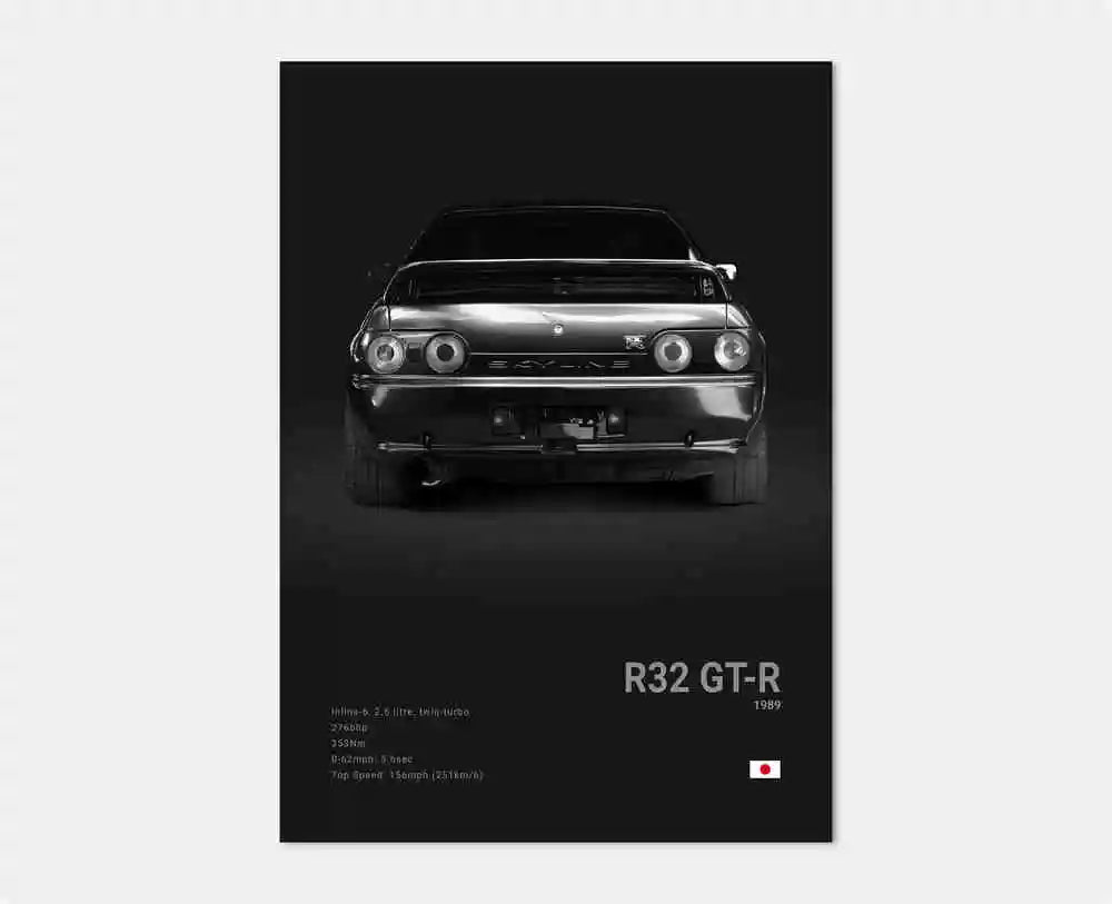 Pop Black and White Japan Cars Luxury Super Sport Car Poster Aesthetic R34 Gtr 240sx Canvas Print for Wall Art Garage Room Decor