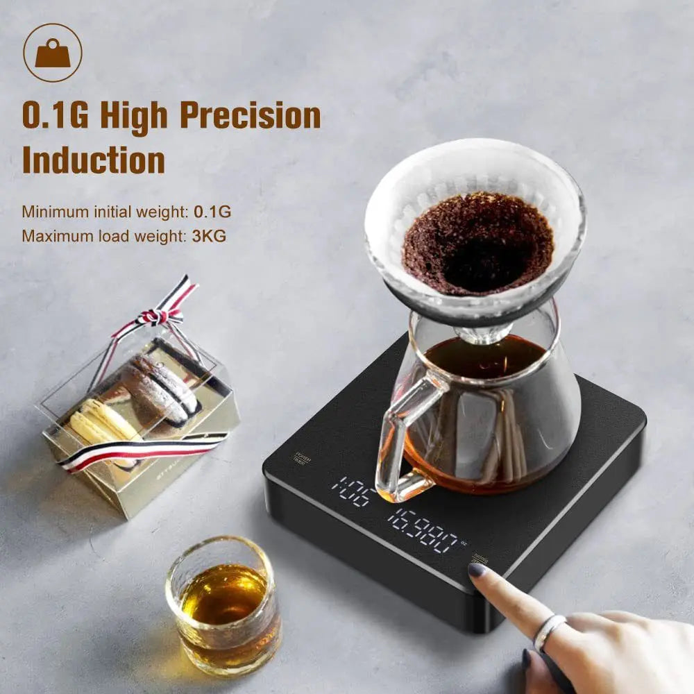 Intelligent Hand Brewed Coffee Electronic Scale Timing Kitchen Scale Black Household Food Baking Scale