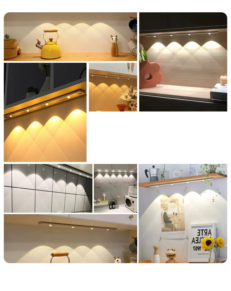 Cabinet Light USB Rechargeable Motion Sensor Ultra-thin Night Light for Kitchen Wardrobe Cabinet Lighting 20CM/30CM/40CM/50CM