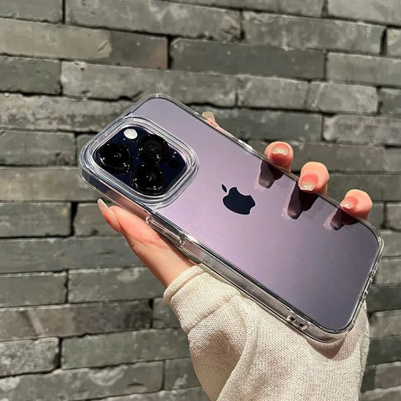 Transparent Shockproof Hard Acrylic Case For iPhone 16 15 14 13 12 Mini 11 Pro XS Max X XR 7 8Plus SE Soft Silicone Bumper Cover