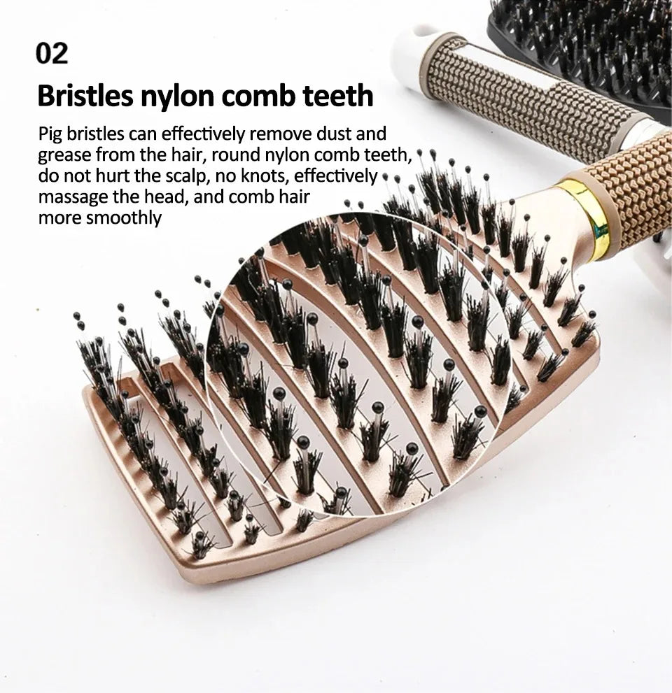 1pcs Hairbrush Bristle Nylon Women Wet Curly Detangle Hair Brush Hair Brushes Scalp Massage Comb for Salon Hairdressing Styling