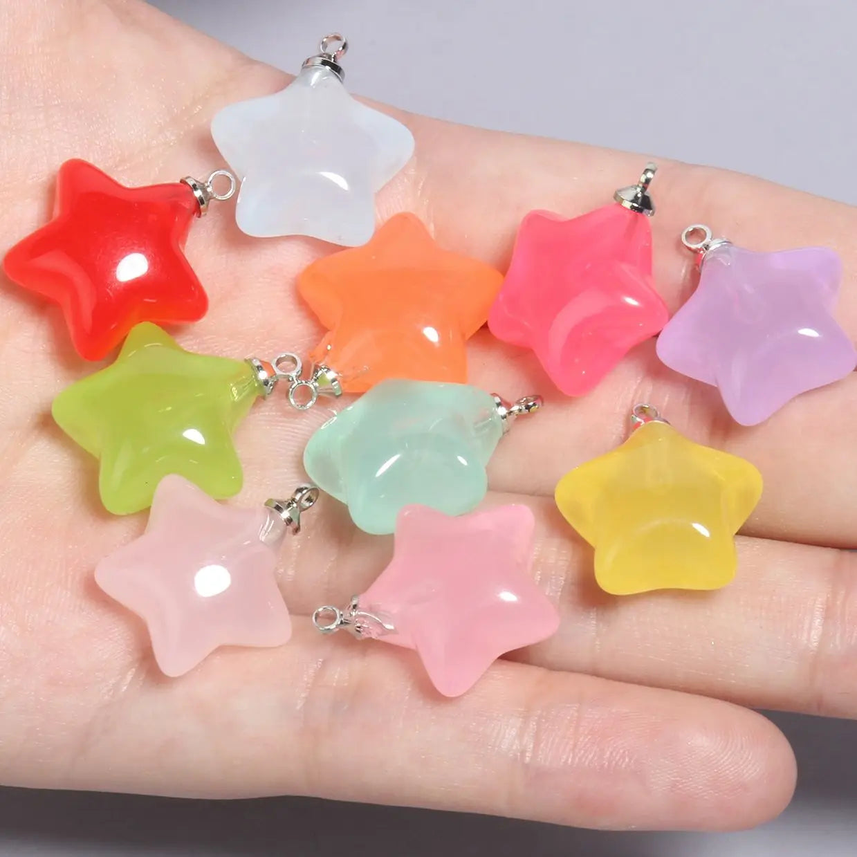 10pcs/lot Mixed Cute Resin Star Charms Pendants DIY Bracelets Necklaces Earrings for Jewelry Making Finding Keychain 20x17.5mm