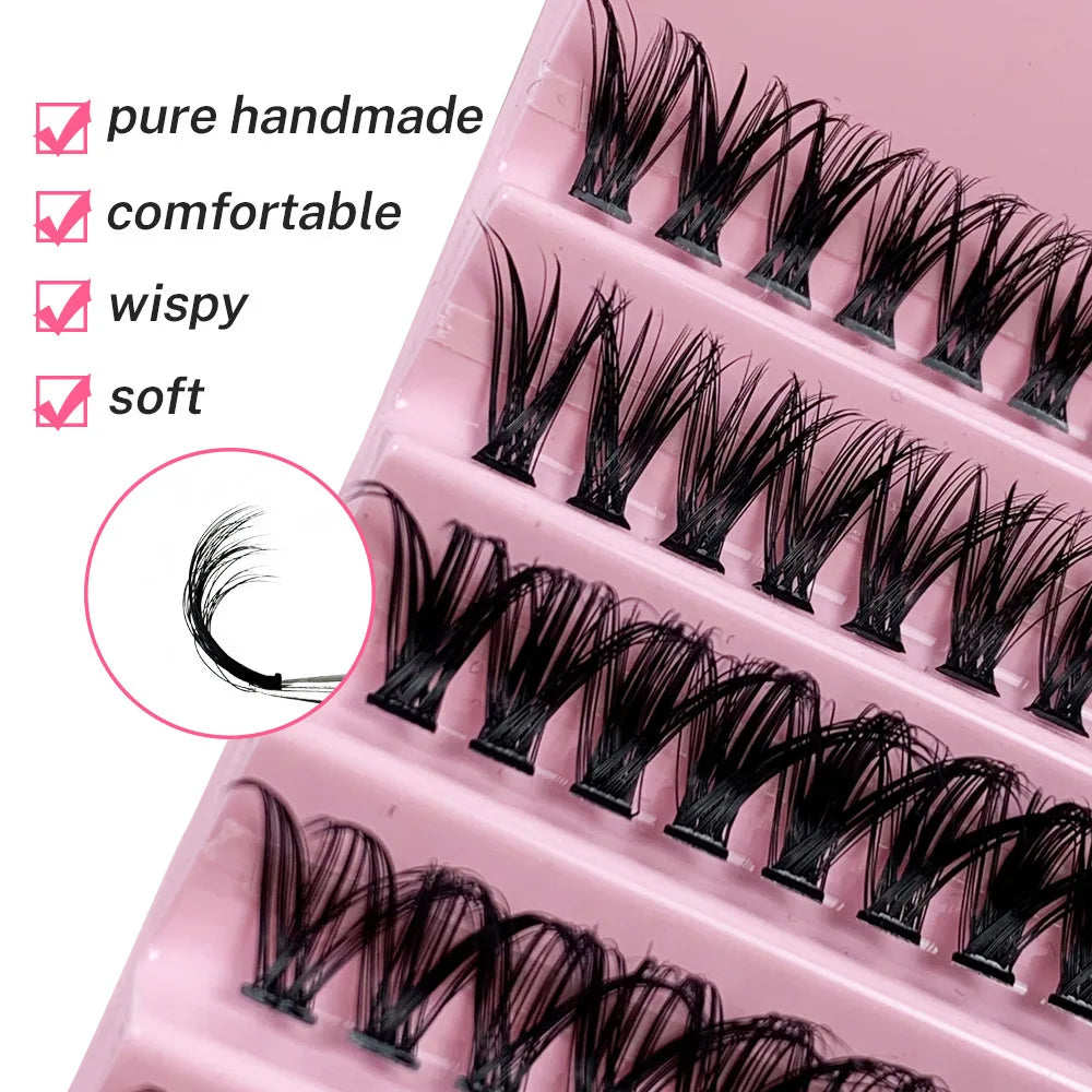 Individual Lashes 8-16mm 200pcs Cluster Lashes Natural Look Mixed Tray DIY Eyelash Extension Volume Lash Clusters Eyelashes Long