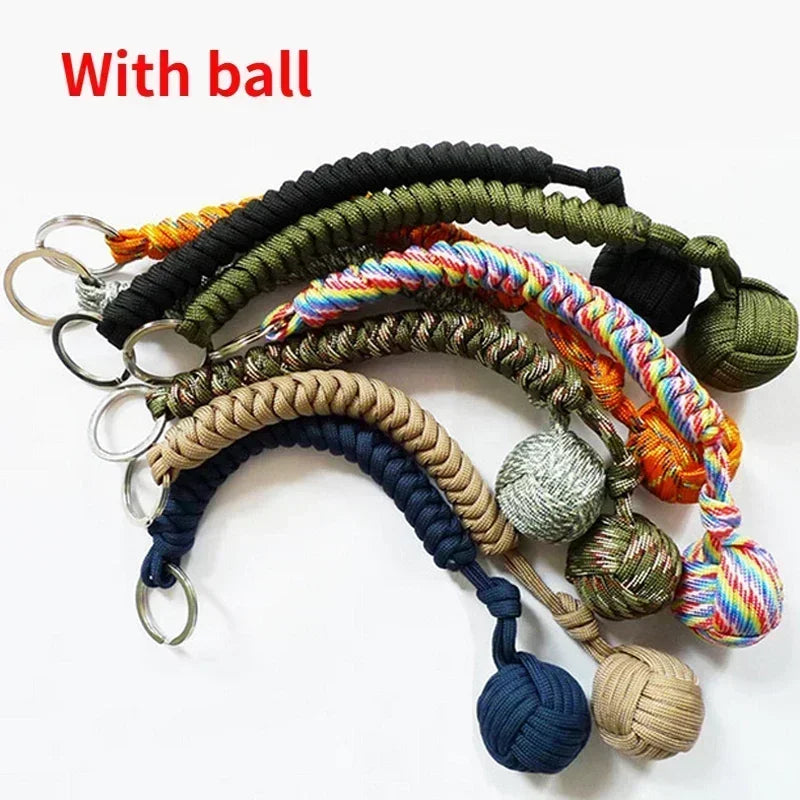 Outdoor Security Protection Black Monkey Fist Steel Ball Bearing Defensa Personal Self Defense Lanyard Survival Key Chain