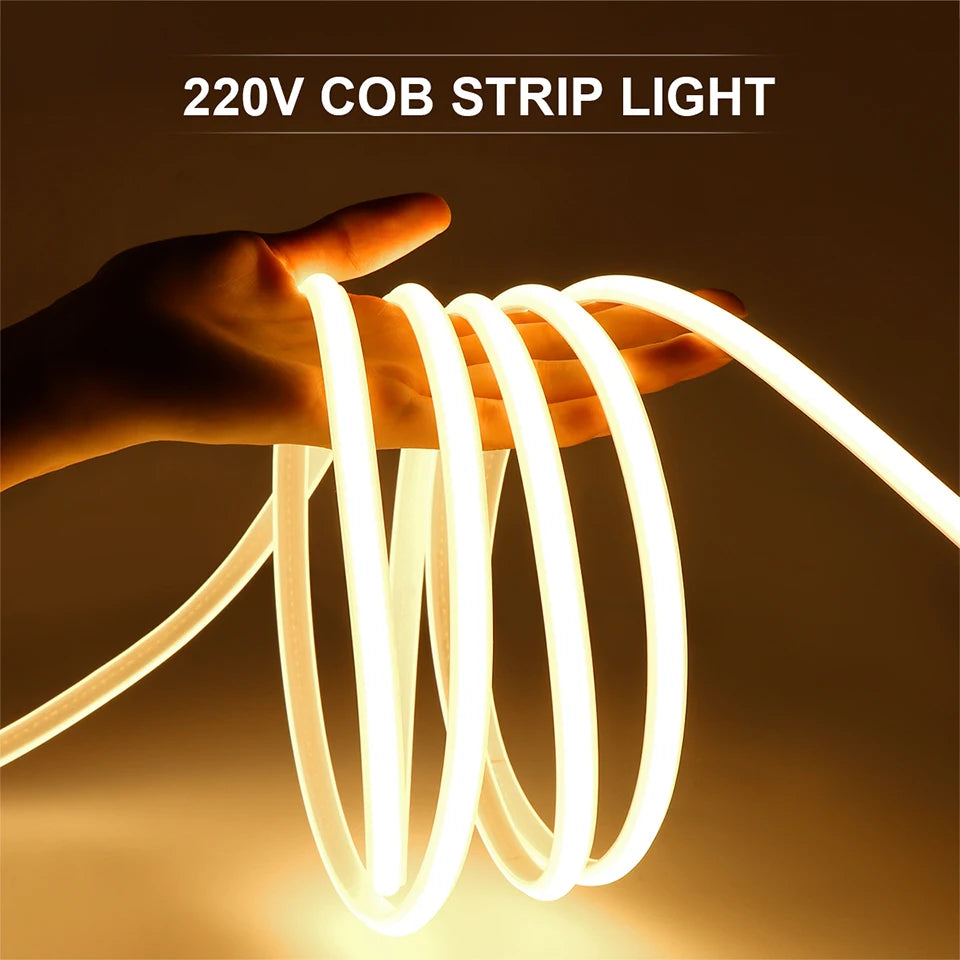 20M 40M High Bright COB LED Strip Light 288leds/M EU Plug 220V CRI RA90 Outdoor Garden FOB LED Tape For Bedroom Kitchen Lighting