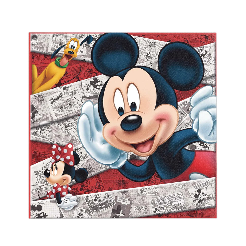 20pcs/Pack Children's Mickey Mouse Napkins Birthday Party Decoration Paper Napkin Minnie Mouse Theme Disposable Tableware