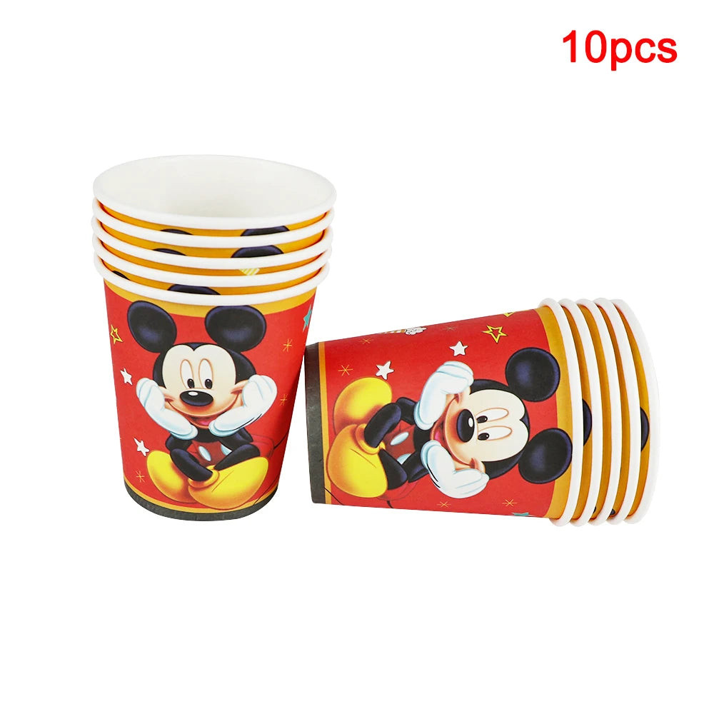 Mickey Mouse Disposable Tableware Birthday Party Supplies Mickey Baby Shower Balloon Cup Plate Gift Bag Kid DIY Party Decoration