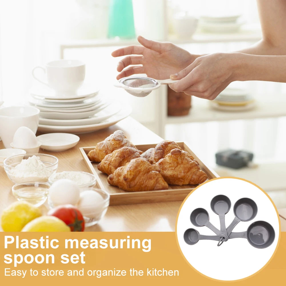 Plastic Measuring Spoon Set with Scale Home Kitchen Flour Food Stick Weighing Powder Cooking Baking Tool Measure Spoon Teaspoon