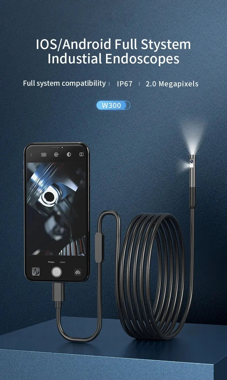 Single/Dual Lens Wifi Endoscope Camera Android Mini Car Inspection Camera for Iphone IOS Waterproof Pipeline Borescope Type C