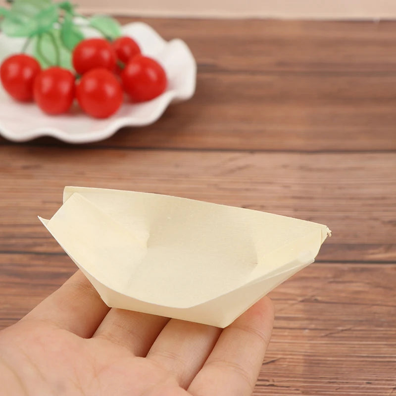 50 Pieces x Home Party Wedding Supplies Disposable Sushi Salad Dessert Bowl Natural Pine Wood Serving Bowl