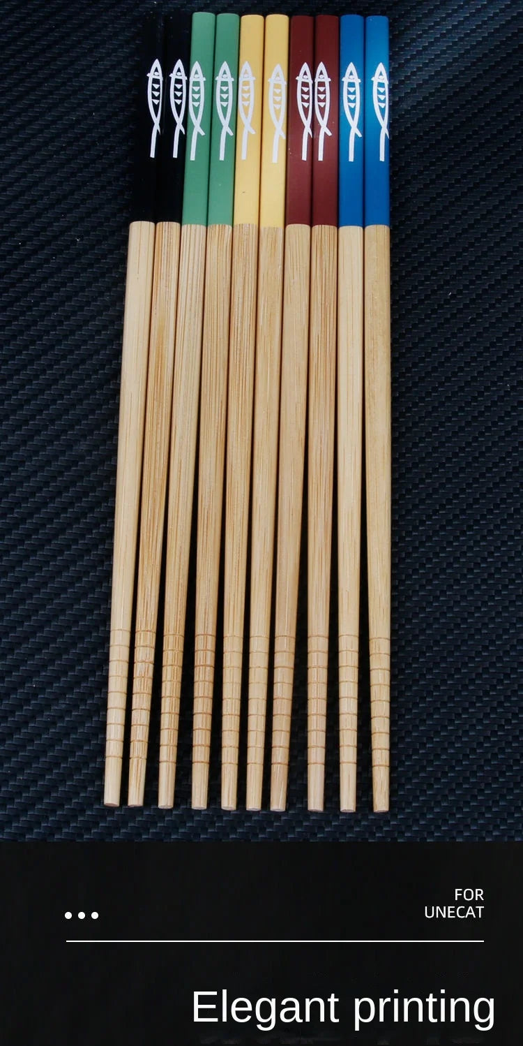 5 pair of bamboo chopsticks household long chopsticks non-slip set tableware chopsticks Multi color Wooden Chopsticks set