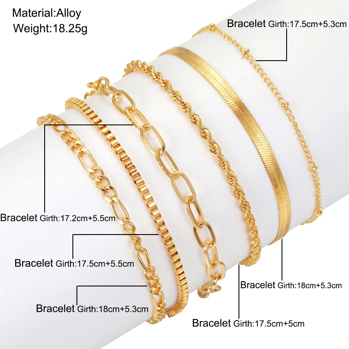 LATS 6Pcs Gold Color Bracelet Set Boho Retro Thick Twist Cuban Chain Bracelet for Women 2023 Trendy Quality Jewelry Gifts