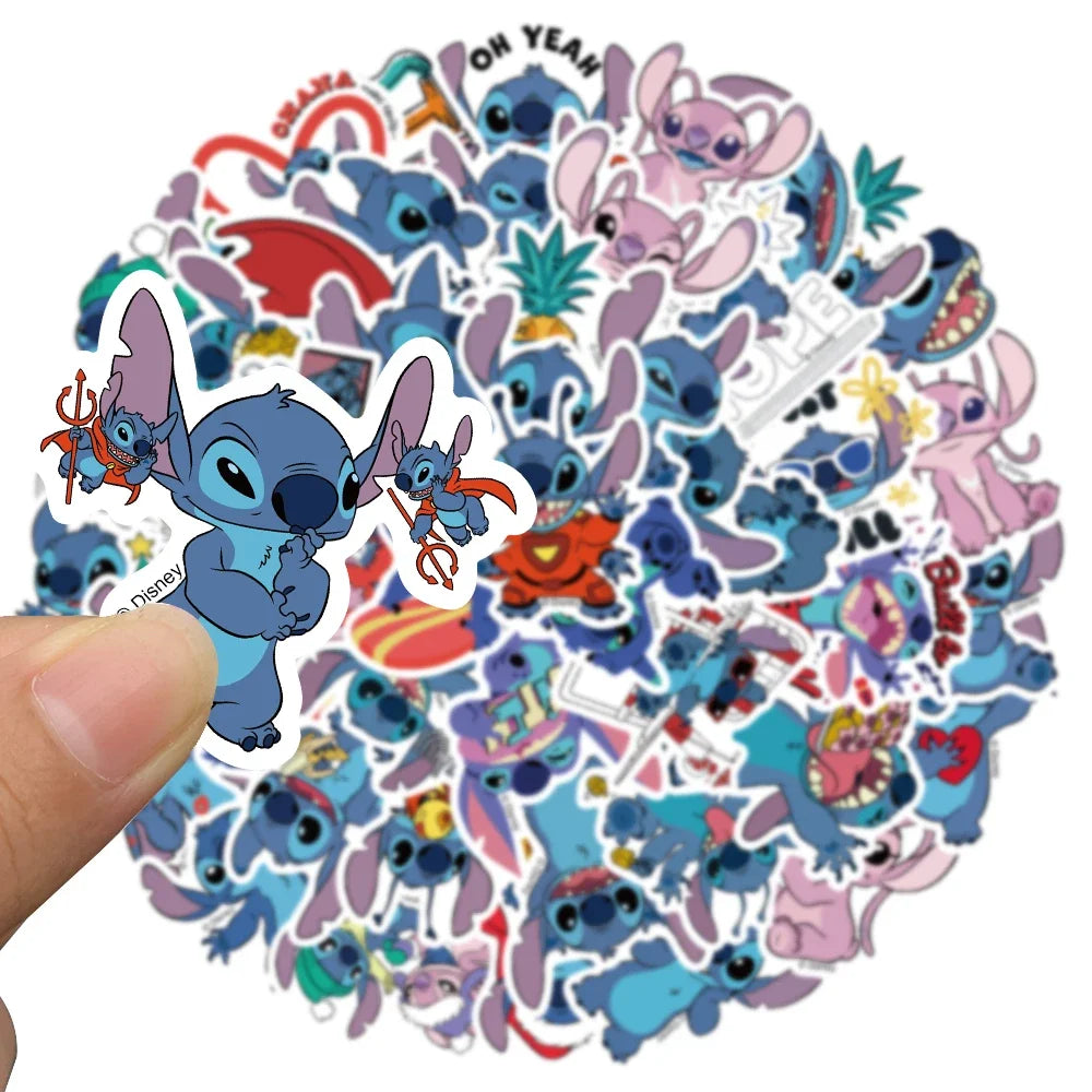 50pcs Disney Cartoon Kawai Stitch Stickers for Phone Laptop Diary Guitar Suitcase Graffiti Waterproof Sticker Decals Kids Toy