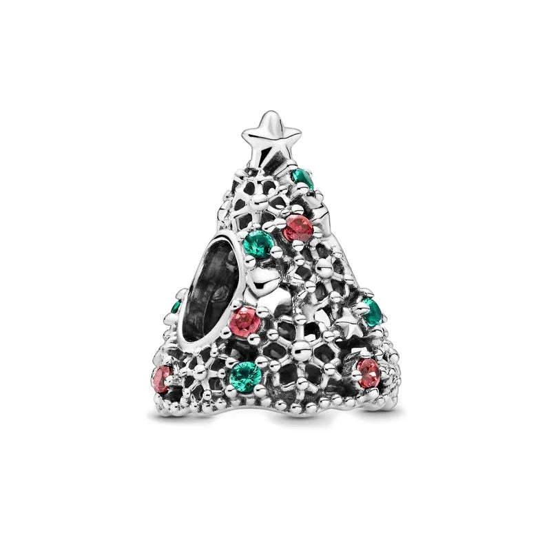 Christmas Series New 925 Sterling Silver Socks Mouse Elk Christmas Tree Pendant fit Original Pandora Bracelet DIY Gift