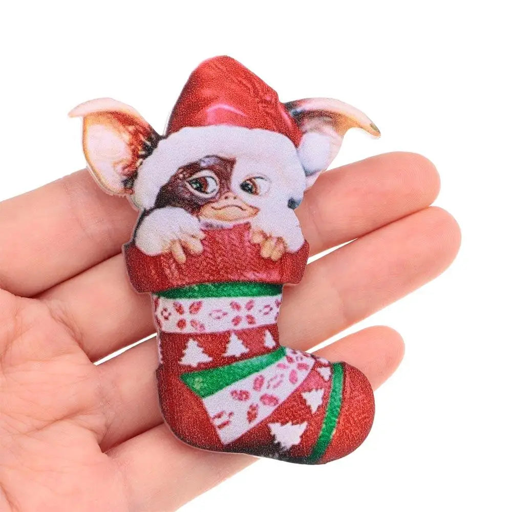 Gremlins Santa Hat Hanging Christmas Tree Decoration Pendant Cute Puppy Acrylic Ornament Christmas Gift Festive Party Supplies