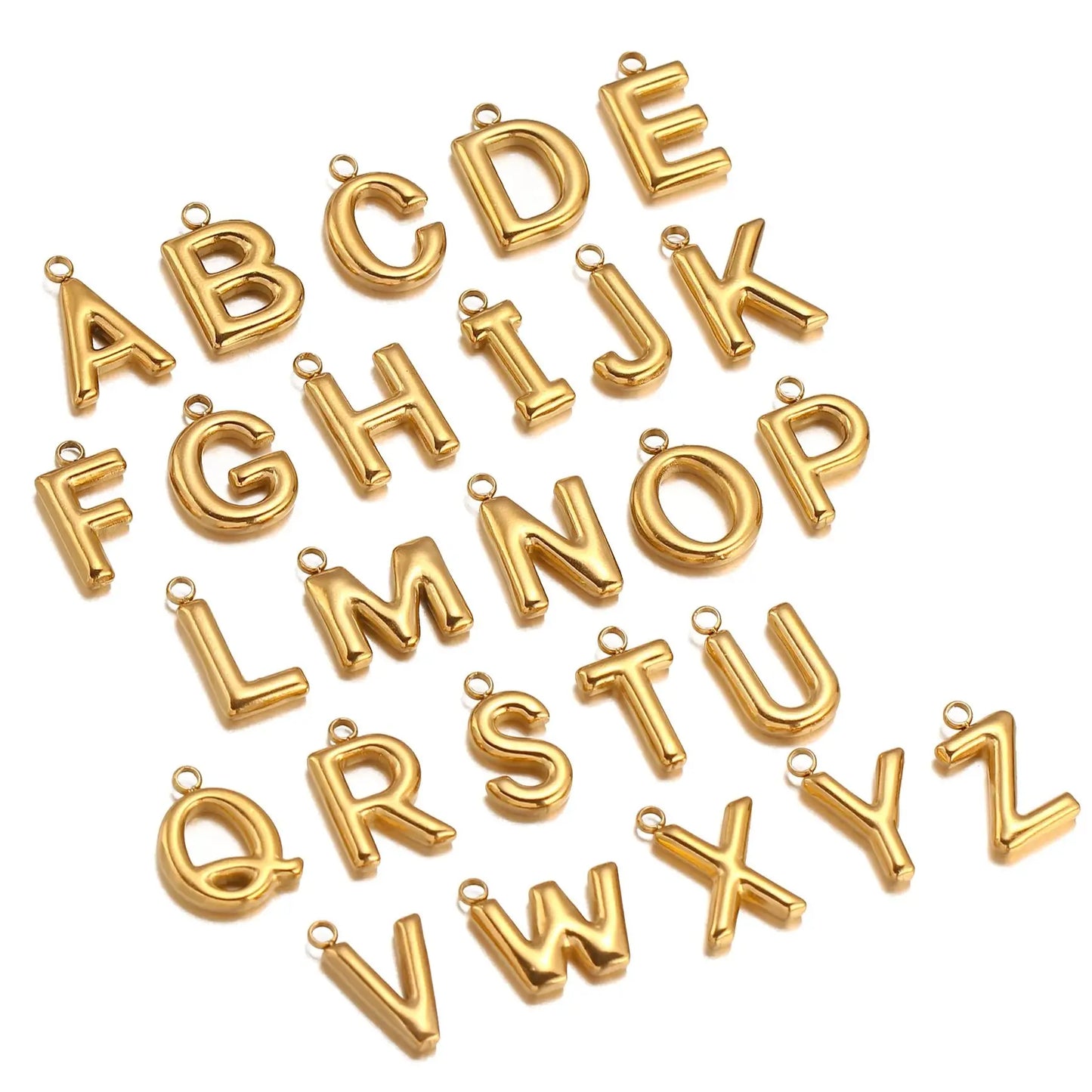 3Pcs/Lot A-Z Alphabet Initial Charm Stainless Steel Dainty Bubble Letter Pendant Fadeless Anti Allergic Charm for Jewelry Making