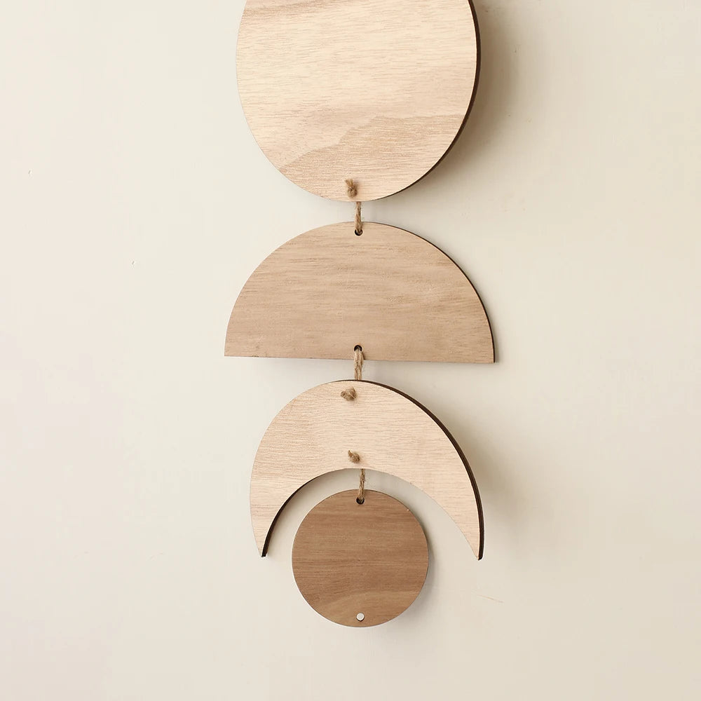 Wooden Wall Hanging Moon Phase Garland Wall Decor Hanging Ornaments Ramadan Decoration Boho Home Decor for Nursery Ornament Gift