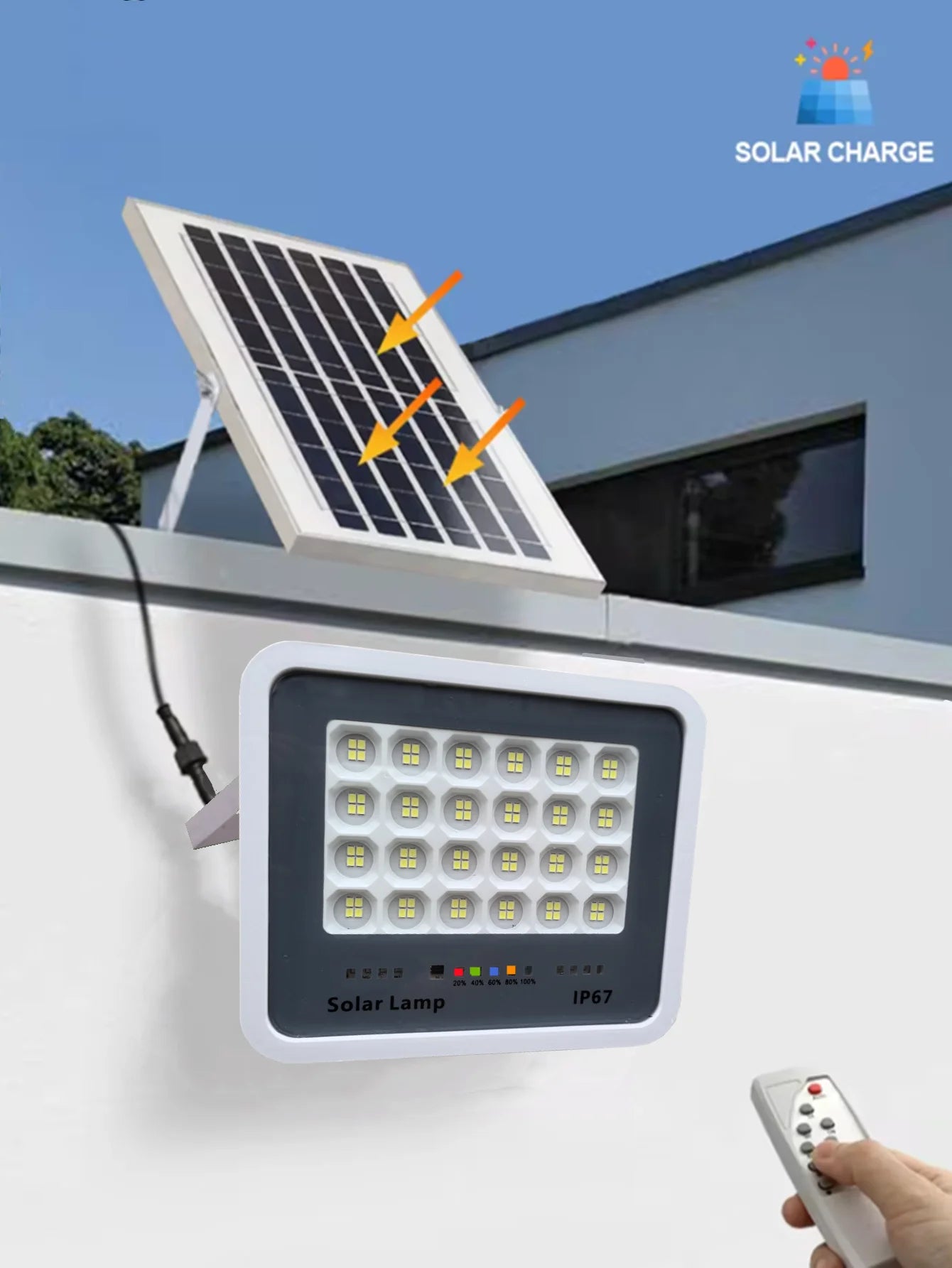 Solar floodlights turn on at night, solar outdoor garden IP67 waterproof spotlights, emergency lighting wall lights