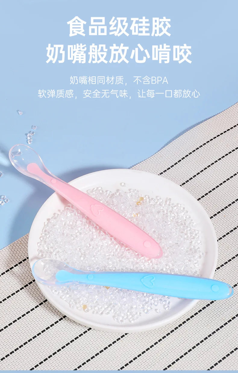 Baby Silicone Spoon Learning Spoon Set Stars Tableware Kids Soft Silicone Feeding Spoon Training Baby Reborn Silicone Utensils