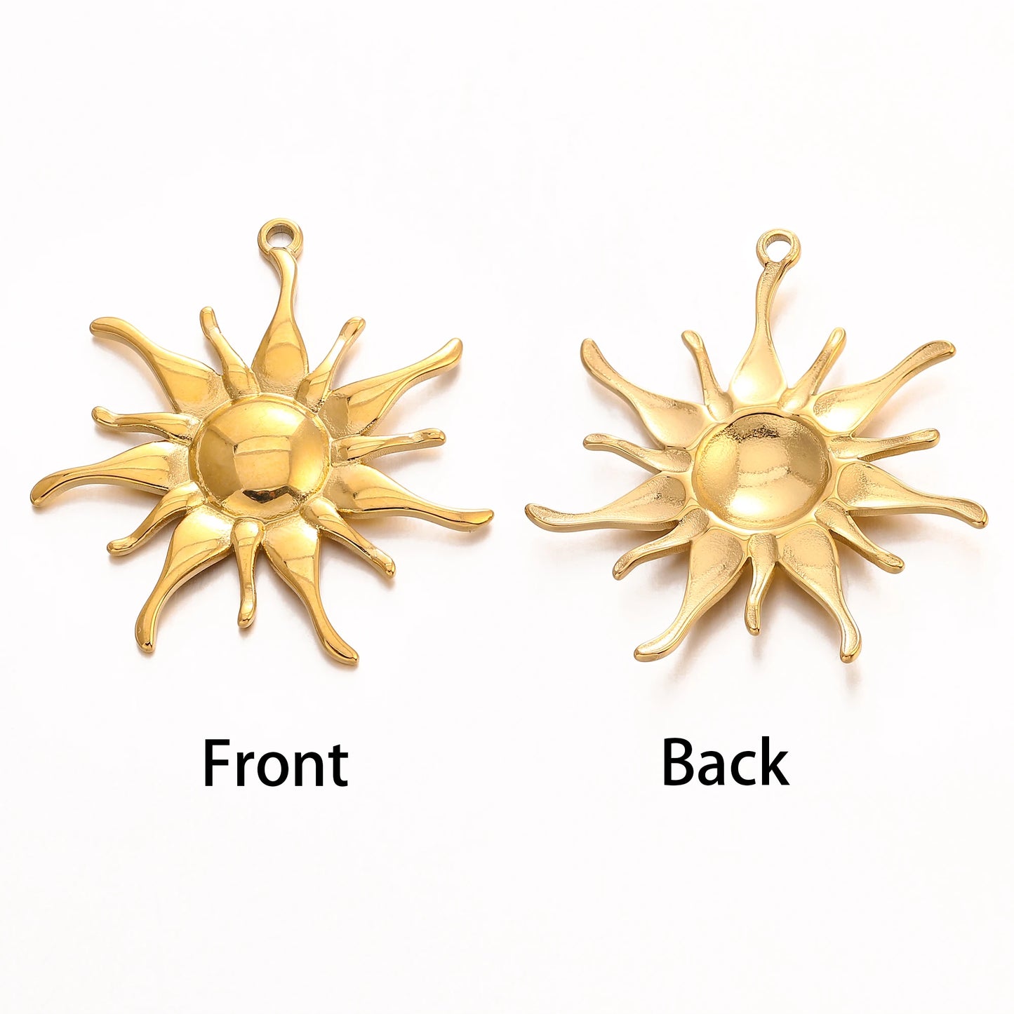 3PC Stainless Steel Sun Flower Charm Bohemian Sun pendant For Jewelry Making Cute Gold Color Diy Earrings Necklace Accessories