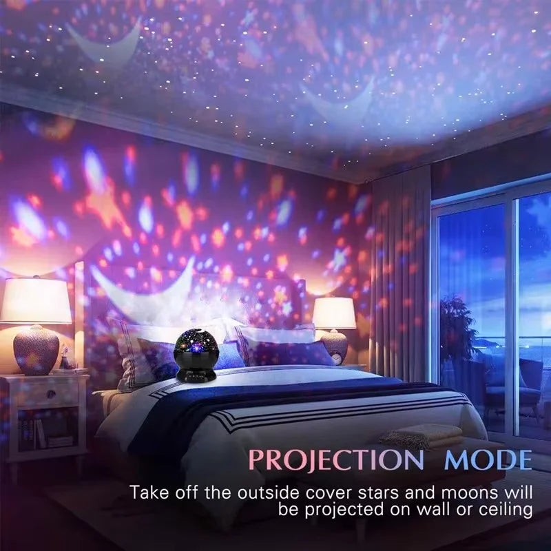 GGbingo LED Starry Night Light Rotating High Capacity 500mAH Lithium Battery Starry Sky Projection Light Bedroom Decorations.