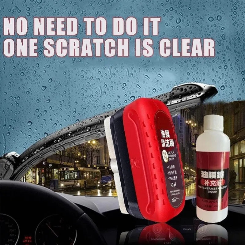 Car Glass Oil Film Cleaning Brush Auto Glass Sponge Cleaning Brush Front Inner Windshield Glass Oil Film Cleaner For Car Clean