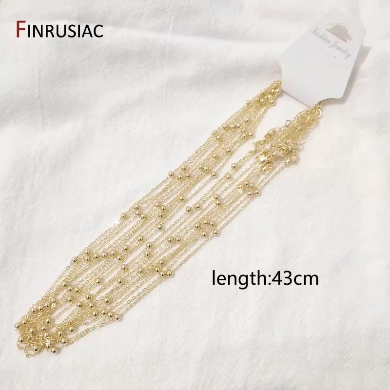 Wholesale 18K real gold plated chain for necklace making, 1.6mm thickness Spring clasp chain for Jewelry Making