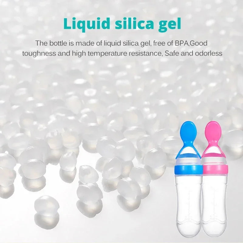 Safe Useful Silicone Baby Bottle With Spoon Food Supplement Rice Cereal Bottles Squeeze Spoon Milk Feeding Bottle Cup