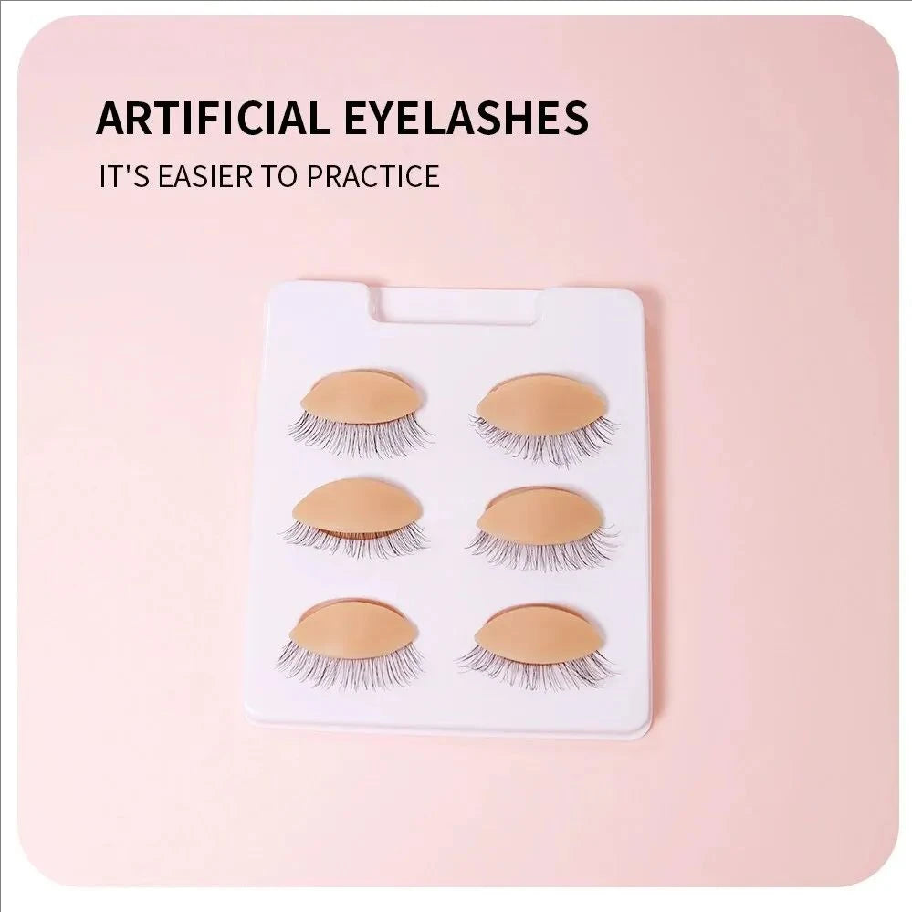 MJ 3Pairs/Set Replacement False Eyelash Extension Practice Head Model Silicone Removable Eyelids Tattoo Training Eyes Mannequin