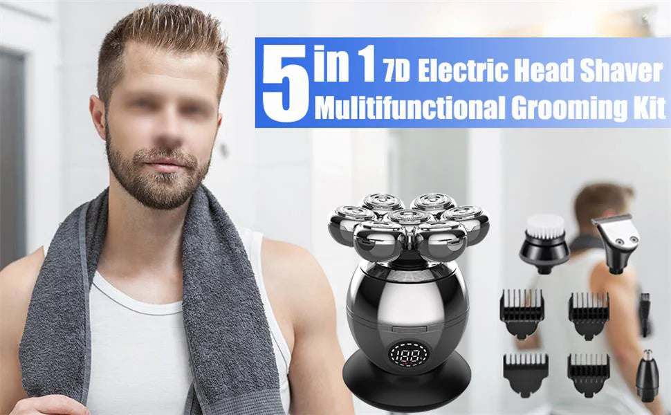 Electric Shaver 7D Floating Cutter Head Base Charging Portable Men Beard Trimmer Clipper Skull Shaver Waterproof Shaving