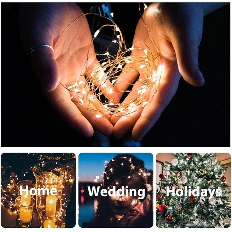 5M LED Fairy Lights Battery Operated Copper Wire Garland String Lights Outdoor Garden Party Wedding Lights Christmas Decor