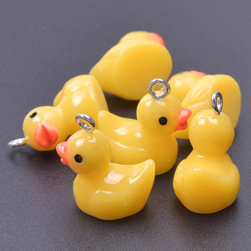 10-60pcs Cute Resin Duck Charms for Jewelry Making DIY Animal Earrings Pendants Necklaces Charms Wholesale Accessories Keychain