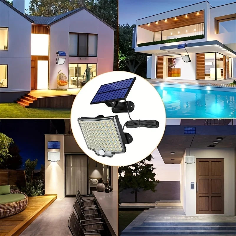 106LED Solar Light Outdoor Waterproof with Motion Sensor Floodlight Remote Control 3 Modes for Patio Garage Backyard