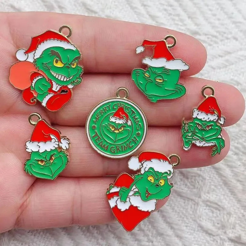 10 pcs cartoon Christmas Metal Charms DIY Earring Keychain Necklace Jewelry Making Pendants Accessories