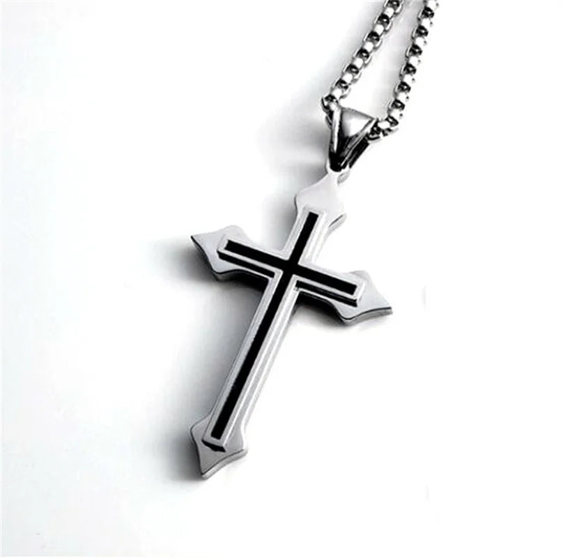 Stainless Steel Cross Pendant Necklaces For Women Men Teens Punk Hip Hop Gothic Cross Pendant Necklace Fashion Jewelry Gifts