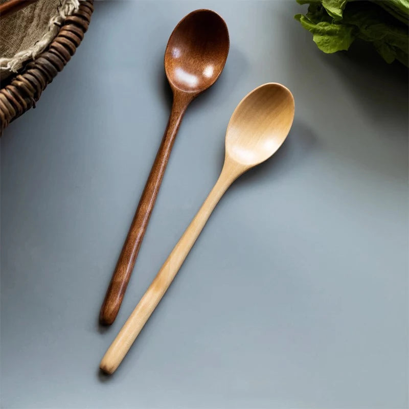 2pcs Wooden Spoon Tableware Kitchen Cooking Utensil Tools Soup Tea Spoon Catering Cooking Tool Coffee Soup Teaspoon Honey Spoon