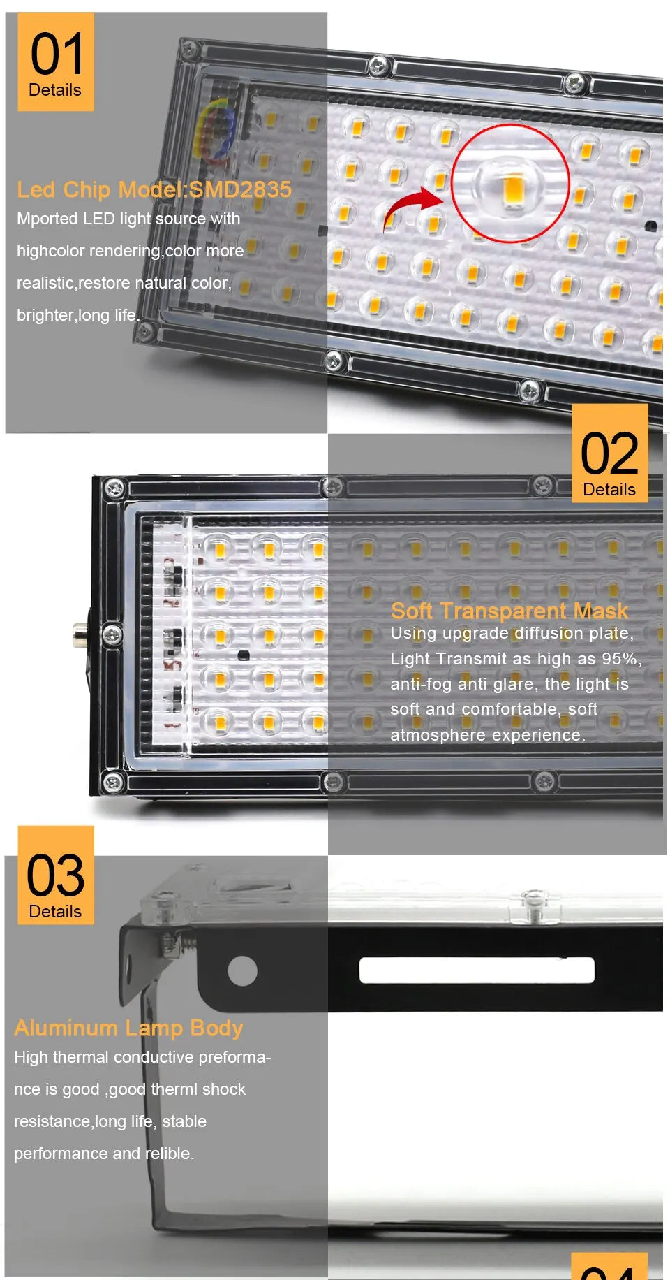 50W LED Flood Light Outdoor Lighting 220V 240V Floodlight Waterproof IP65 Reflector Projecteur LED Exterieur Focus Spotlight