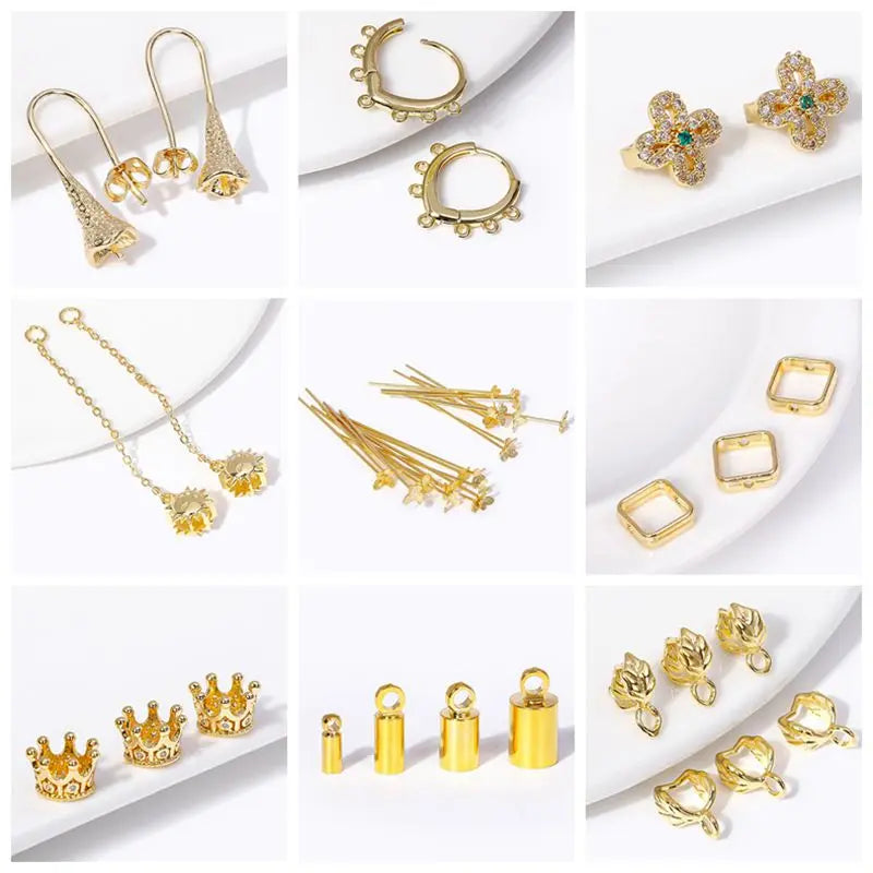 18K Gold Plated Brass Mini Tree Leaf Leaves Charms Pendants,For Earrings Necklace Jewelry Making DIY Handmade Crafts Wholesale