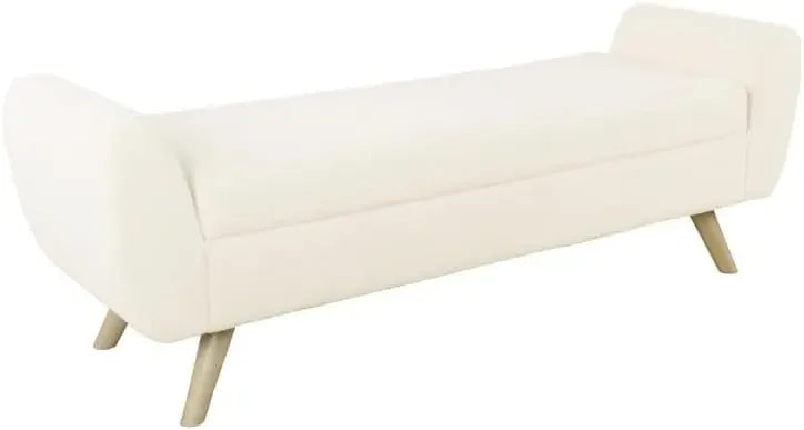 Modern Wood Legs Home Décor|Bench with Storage for Living Room & Bedroom, Large, Sherpa Cream