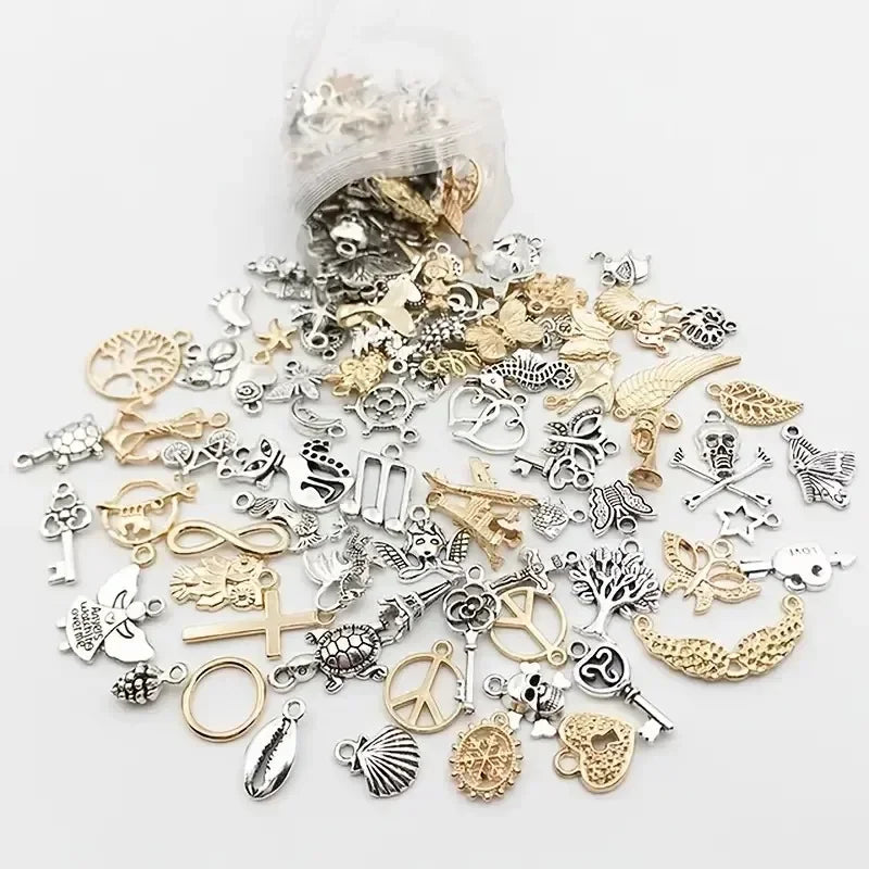 100pcs Tibetan Silver Mixed Pendant Animals Charms Beads for Jewelry Making Bracelet Earrings Necklace DIY Craft Art Charms