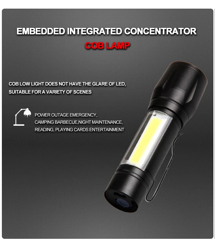 Mini Torch LED Rechargeable Flashlight Portable USB Charging Flashlight High Power Bank Camping Waterproof Long Range Lantern