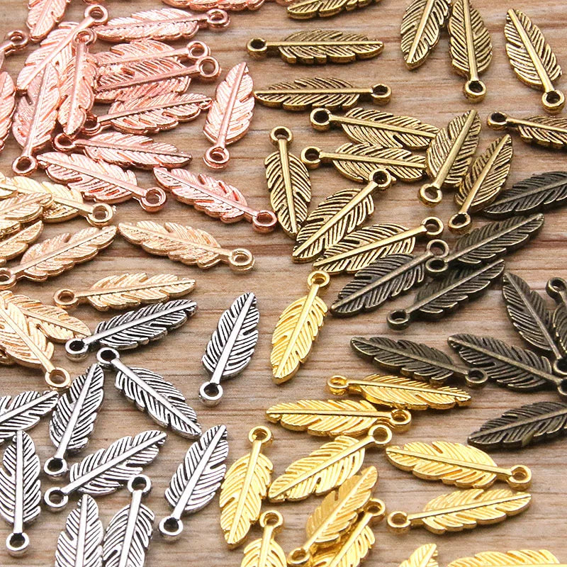 80pcs 2021 New 5*15mm 6 Color Metal Zinc Alloy MINI Leaves Charms Fit Jewelry Plant Pendant Charms Makings DIY Handmade Craft