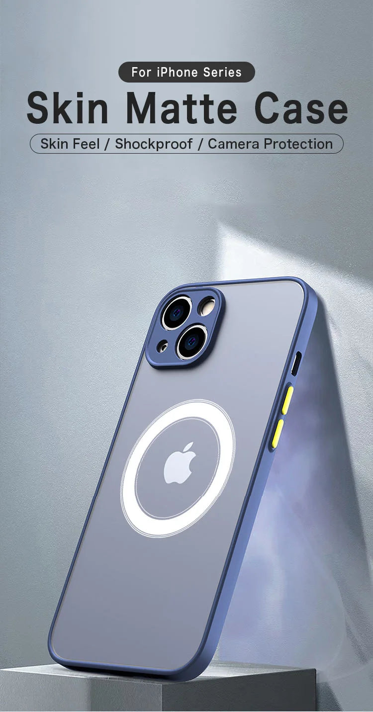 Luxury Matte Magnetic For Magsafe Wireless Charge Case For iPhone 16 15 14 13 11 12 Pro Max Plus XS Max XR X Armor Cover funda