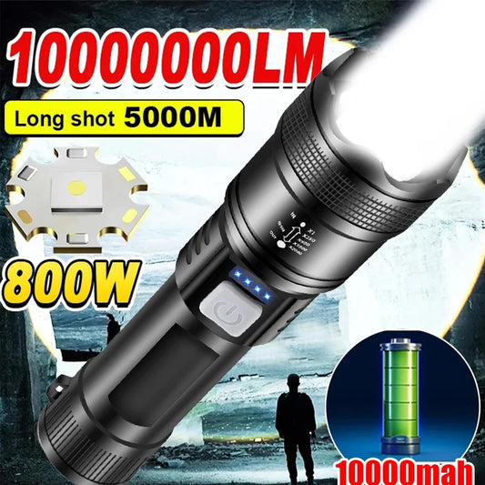 Powerful P70 Led Flashlights 5000LM Ultra Bright Tactical Light Emergency Spotlights Telescopic Zoom Light Builtin 18650 Battery