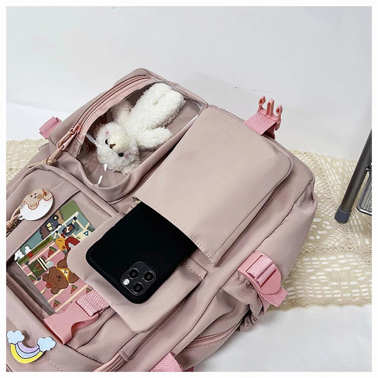 Cute Women Backpacks Waterproof Multi-Pocket Nylon School Backpack for Student Female Girls Kawaii Laptop Book Pack Mochilas